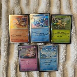 Pokémon Prismatic Evolutions 5 pack Flareon, Sylveon, Vaporeon, Leafeon, Glaceon